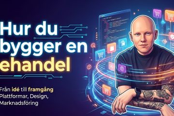 Texten "Hur du bygger en ehandel" med experten Filip Blomqvist Bolin illustrarad på högersidan